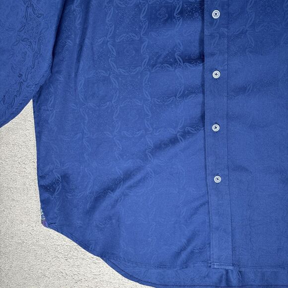Robert Graham Shirt Men’s Size‎ 2XL Blue Paisley Flipcuff  Bouclé Knit Jacquard - Picture 2 of 16